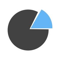 blaues und schwarzes Symbol für Kreisdiagramm-Glyphe vektor