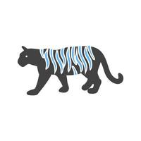 Tiger-Glyphe blaues und schwarzes Symbol vektor