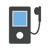 MP3-Player-Glyphe blaues und schwarzes Symbol vektor