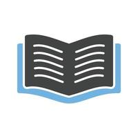 Lehrbuch-Glyphe blaues und schwarzes Symbol vektor