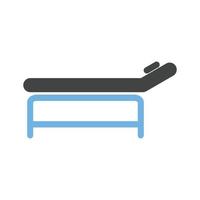 massage säng glyf blå och svart ikon vektor