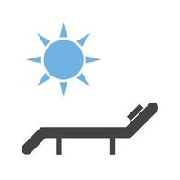 Sonnenbaden Glyphe blaues und schwarzes Symbol vektor