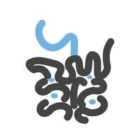 Dünndarm-Glyphe blaues und schwarzes Symbol vektor