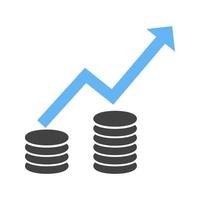 stigande ekonomi ii glyf blå och svart ikon vektor