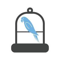 Vogel im Käfig Glyphe blaues und schwarzes Symbol vektor