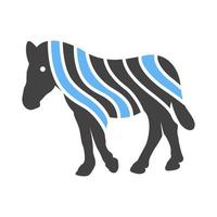 zebra glyf blå och svart ikon vektor