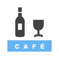 drycker Kafé glyf blå och svart ikon vektor