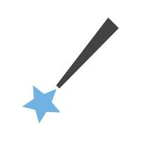 Stern fallende Glyphe blaues und schwarzes Symbol vektor