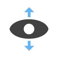 Perspektivische Glyphe blaues und schwarzes Symbol vektor