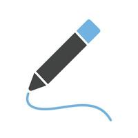 Bleistift-Glyphe blaues und schwarzes Symbol vektor