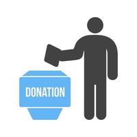 donation glyf blå och svart ikon vektor