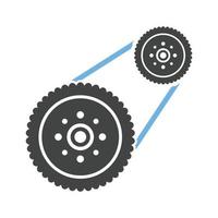 svänghjulet glyf blå och svart ikon vektor