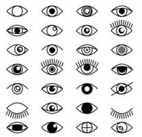 Augenumriss-Set-Symbole. geschlossene und offene augenformen mit wimpern. Linie optische Sichtzeichen im Linienstil. sammlung schwarze formen überwachung und suche augapfelvektorillustration vektor