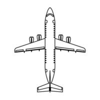 Flugzeugreise-Vektorsymbol-Illustration Transportumriss. Flugzeugsymbol und Fliegenflugzeug transportieren isolierte weiße Linie dünn vektor