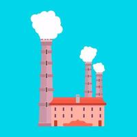 Fabrik Industrie Produktion Vektor Icon Umgebung. Umweltverschmutzung Rauch Architektur Raffinerie. Gebäudefertigung