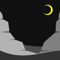 vektor illustration av natur bakgrund kulle med halvmåne måne i svart grå Färg . lämplig för något relaterad till natur, kulle, natt