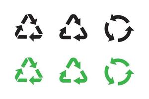 Recycling-Icon-Set. Vektorgrafik-Illustration. flaches Design. geeignet für Website-Design, Logo, App, Vorlage. schwarzes und grünes Design. vektor