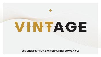 vintage, fett und stark serifenlose schrift buchstaben großbuchstaben alphabet schriftvektor. vektor