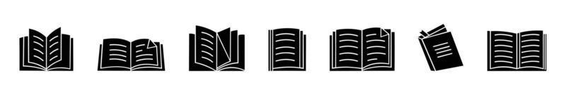 Buchsymbole in dünnen Linienstil-Vektorillustration. Sammlung von Bildungssymbolen. Buch geöffnetes Logo im Flach- und Linienstil vektor