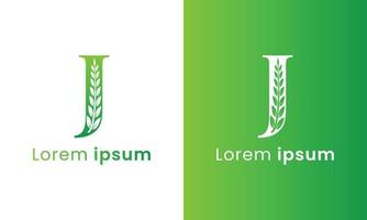 brev j logotyp med en kreativ monogram blad begrepp för de grön eco företag vektor