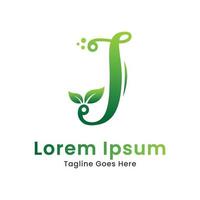 eco första brev j med lutning natur grön blad logotyp design vektor