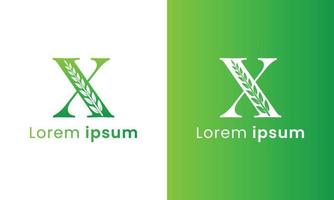 buchstabe x logo mit einem kreativen monogrammblattkonzept für das grüne ökounternehmen vektor