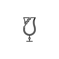 bruten orkan eller tulpan glas ikon på vit bakgrund. enkel, linje, silhuett och rena stil. svart och vit. lämplig för symbol, tecken, ikon eller logotyp vektor