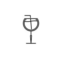 Kelch-Glas-Symbol mit Strohhalm auf weißem Hintergrund. Einfach, Linie, Silhouette und sauberer Stil. Schwarz und weiß. geeignet für symbol, zeichen, symbol oder logo vektor
