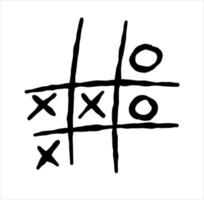 tic-tac-toe-wettbewerb, grungy pinselillustration. vektor