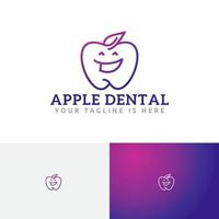 äpple dental tandläkare klinik Lycklig tecknad serie linje logotyp vektor