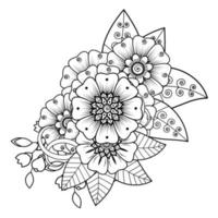 Blumenhintergrund mit Mehndi-Blume. dekoratives Ornament im orientalischen Ethno-Stil. Malbuch. vektor