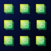 Symbole mit Wetterphänomenen. Satz von 9 trendigen Symbolen für Websites oder Anwendungen. ui- und App-Icons für Smartphones oder Tablets. Vektor-Illustration vektor
