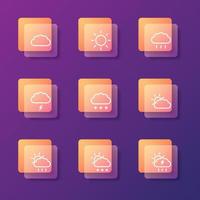 Symbole mit Wetterphänomenen. Satz von 9 trendigen Symbolen für Websites oder Anwendungen. ui- und App-Icons für Smartphones oder Tablets. Vektor-Illustration vektor