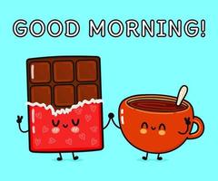 söt, rolig Lycklig kopp av kaffe och choklad karaktär. vektor hand dragen tecknad serie söt tecken, illustration ikon. rolig tecknad serie kopp av kaffe och choklad vänner begrepp
