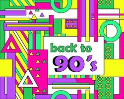 90s stil bakgrund. fest tid. färgrik retro baner. memphis stil. mall för händelse design. ljus geometrisk former. trend färger. vektor illustration