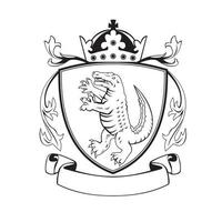 Alligator stehendes Wappen schwarz und weiß vektor