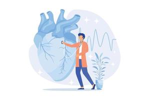 Schnelltest zur Bewertung von Hörscreening-Verlusten, Screening von Ohrproblemen, Diagnose, Tonsignal, Erkennung von Behinderungen, moderne Illustration des flachen Designs des Audiologen vektor