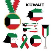 element samling med de flagga av kuwait design mall vektor