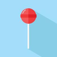 Lollipop-Süßigkeiten-Symbol mit langem Schatten auf blauem Hintergrund. vektor