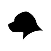 Design-Vektorillustration des Rottweiller-Kopfsymbolschattenbildes flache. Hunde-Logo vektor