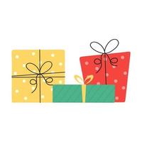 niedliche geschenkboxen vektorillustration. überraschungsfeier, design für grüße. für neujahr und weihnachten, geburtstagsfeier