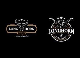 texas longhorn, country western bull boskap vintage etikett logotyp design vektor