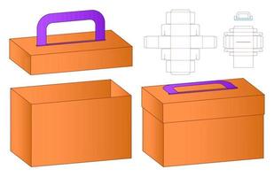 låda förpackning stansad mall design. 3d mock-up vektor