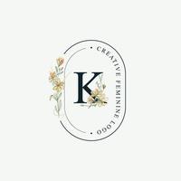 initialen buchstabe k hochzeit blumenlogos vorlage, elegante handgezeichnete moderne minimale vorlagen vektor