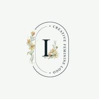 initialer brev l bröllop blommig logotyper mall, elegant hand dragen modern minimal mallar vektor