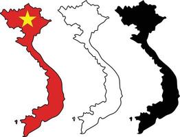 Karta av vietnam med flagga. översikt Karta vietnam. vietnam vektor Karta silhuett. platt stil.