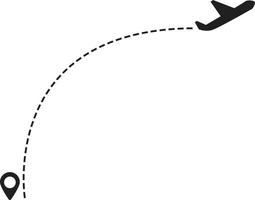 Ebene Spur zum Punkt mit gestrichelter Linie Weg. Flugstrecke auf weißem Hintergrund. flacher Stil. vektor