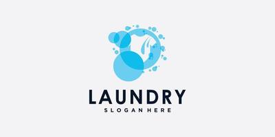 Wäsche-Logo-Design-Inspiration für das Waschen von Symbolen mit kreativem Konzept vektor