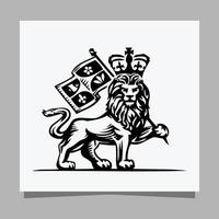 svart lejon logotyp på vit papper med skugga perfekt för företag logotyper och företag kort vektor