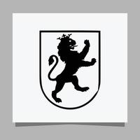 schwarzes Löwenlogo auf weißem Papier mit Schatten perfekt für Firmenlogos und Visitenkarten vektor